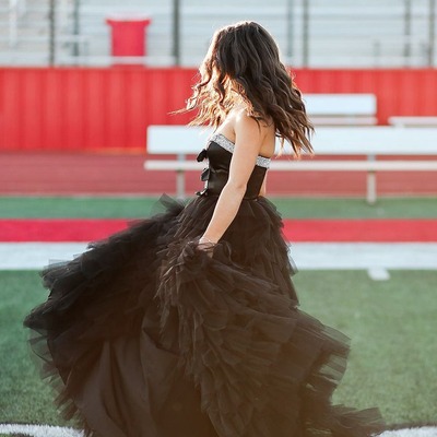 Sweetheart black tulle tiered slit long prom dresses,bd251016
