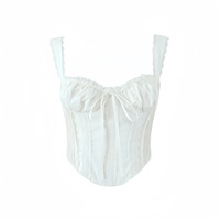 Lace trim camisole with cross back straps - Thumbnail 1