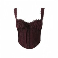 Lace trim camisole with cross back straps - Thumbnail 3