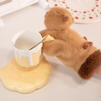 Kawaii plush capybara/penguin gloves - Thumbnail 4