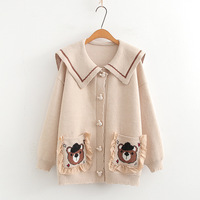 Doll Collar Teddy Bear Button-up Cardigan - Thumbnail 4