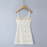 Sexy Lace Jacquard V-neck Short Sling Dress - Thumbnail 4