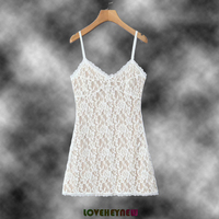 Sexy Lace Jacquard V-neck Short Sling Dress - Thumbnail 3