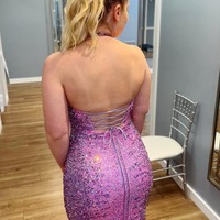 Purple Halter Sequin Long Mermaid Prom Dresses,PD230633 - Thumbnail 1