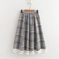 Retro woolen plaid midi skirt - Thumbnail 2