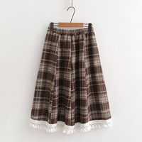 Retro woolen plaid midi skirt - Thumbnail 3
