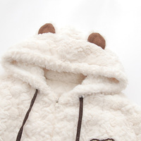 Imitation lamb plush coat with ears hoodie - Thumbnail 6