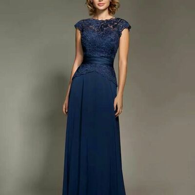Elegant mother of the bride/groom dress royal blue lace evening formal prom dress