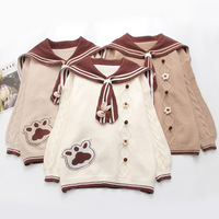 Cute bear claw navy collar design sweater - Thumbnail 1