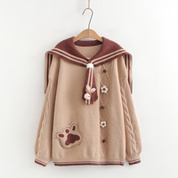 Cute bear claw navy collar design sweater - Thumbnail 3