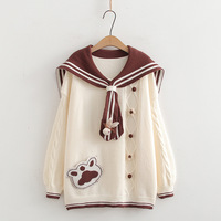 Cute bear claw navy collar design sweater - Thumbnail 4