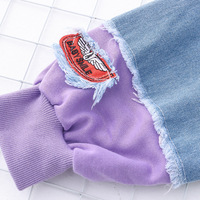 Harajuku Bunny Print Hoodie Denim Jacket - Thumbnail 6