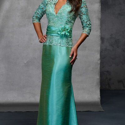 Elegant mother of the bride/groom dress blue lace evening formal prom dress