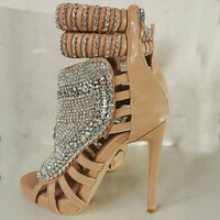 Sexy rhinestone stiletto large size party high heel women's sandals 4 Colors - Thumbnail 8