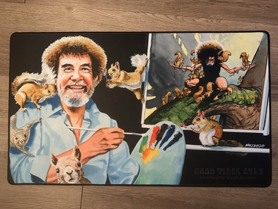 STITCHED Bob Ross black border playmat