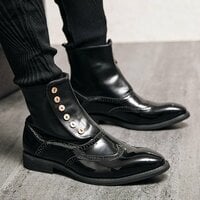 Brogue Ankle Boots Men Fashion Trend Chelsea Boots 2 colors - Thumbnail 2