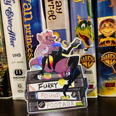 Furry found footage holographic sticker