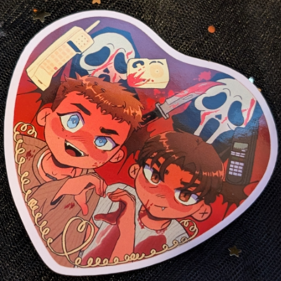 Scream heart pin/ sticker