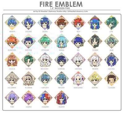 Fire Emblem 1.5" Wooden Pins
