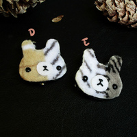 Handmade kawaii bunny and cat brooch, made of soft fabric, handmade - Thumbnail 4
