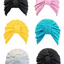 Black White Yellow Navy Red 6 Pack Assorted Turban Head Wrap