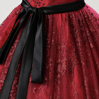 Burgundy Tulle Sequins Long Prom Dress, Offf the Shoulder Party Dress - Thumbnail 3