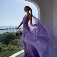 Lilac A Line Chiffon Long Prom Dresses - Thumbnail 1