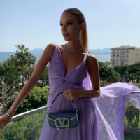 Lilac A Line Chiffon Long Prom Dresses - Thumbnail 2