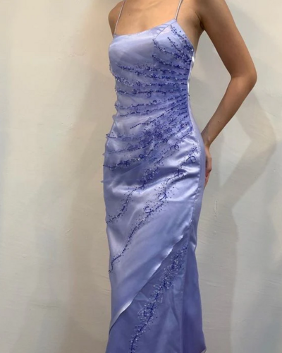 Straps A Line Lilac Evening Dresses With Beading