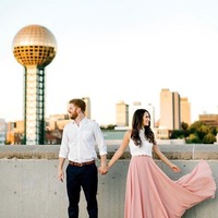 Long 2 Piece Lace and Chiffon Beach Bridesmaid Dresses,PD230678 - Thumbnail 1