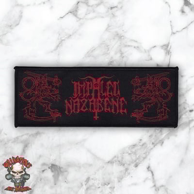 Impaled nazarene stripe woven patches