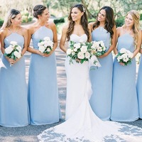 Charming Halter Sky Blue Chiffon A-Line Long Bridesmaid Dresses ,PD230680 - Thumbnail 1