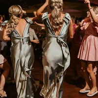 Fashion V Neck Sheath Sage Green Silk Satin Bridesmaid Dress with Bow,PD230682 - Thumbnail 2