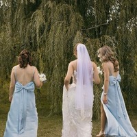 Simple Light Blue Sheath Straps Silk Satin Bridesmaid Dresses with Slit,PD230687 - Thumbnail 2