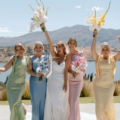 Charming sheath straps silk satin bridesmaid dresses,pd230707 - Thumbnail 4