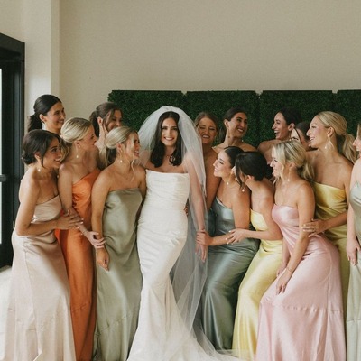 Romantic strapless sheath colorful silk satin long bridesmaid dresses,pd230708