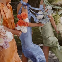 Romantic Sheath Silk Satin Boat Neck Long Bridesmaid Dresses,PD230709 - Thumbnail 1