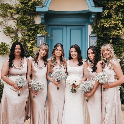 Cute sheath long cowl neck bridesmaid dresses,pd230712