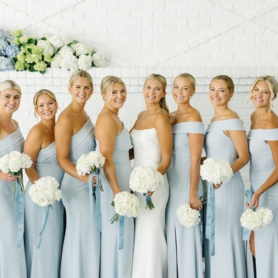 Elegant one shoulder sheath sky blue long bridesmaid dresses ,pd230715 - Thumbnail 2