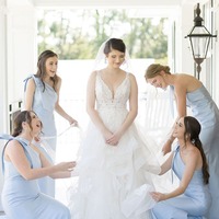 Elegant Mermaid One Shoulder Light Blue Satin Long Bridesmaid Dresses,PD230716 - Thumbnail 1
