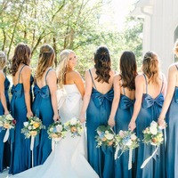 Simple Spaghetti Straps Blue Long Mermaid Bridesmaid Dresses with Bow Back,PD230719 - Thumbnail 1