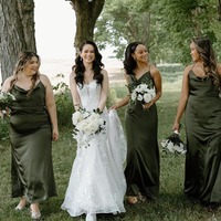 Cowl Neck Hunter Green Silk Satin Bridesmaid Dresses,PD230723 - Thumbnail 3