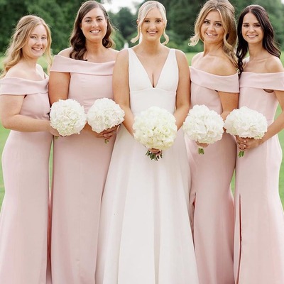 Simple off the shoulder light pink long mermaid bridesmaid dresses ,pd230727 - Thumbnail 3