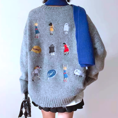 *free shipping*cartoon embroidered knitted sweater  
