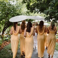 Flowy Sheath Silk Saitn V Neck Bridesmaid Dresses,PD230734 - Thumbnail 1