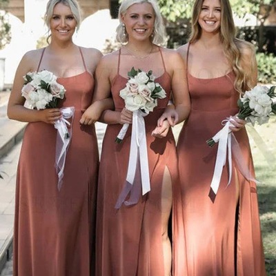 Simple dusty rose criss-cross straps back bridesmaid dress,pd230740 - Thumbnail 2