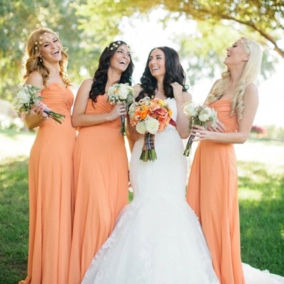 Cheap orange sweetheart chiffon long bridesmaid dresses,pd230741 - Thumbnail 2