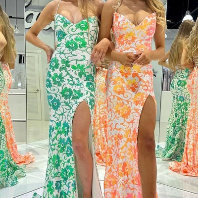 Cute sweetheart sequins mermaid long prom dress with slit,pd230742 - Thumbnail 3