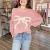 Bow Jacquard Pullover Knit Sweater Jumper - Thumbnail 4