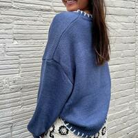 Bow Jacquard Pullover Knit Sweater Jumper - Thumbnail 7